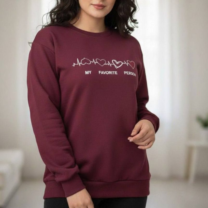 بلوز استین دار چاپ ضربان قلب (پک 7 عددی)