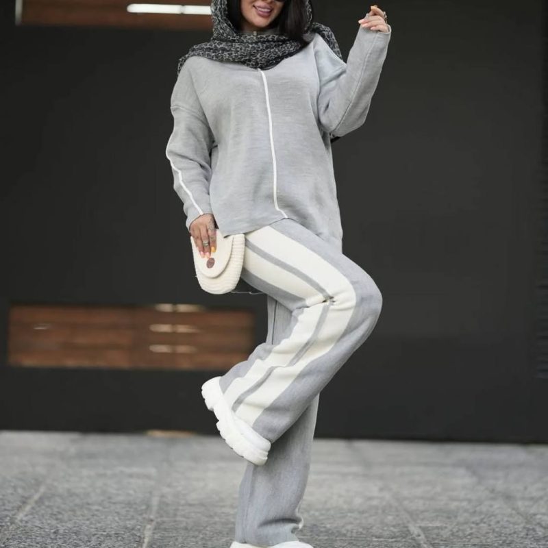 ست بلوز و شلوار بافت نواری (پک 4 عددی)