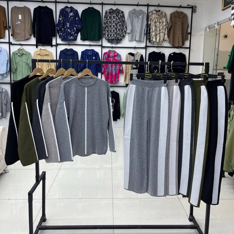 ست بلوز و شلوار بافت نواری (پک 4 عددی)