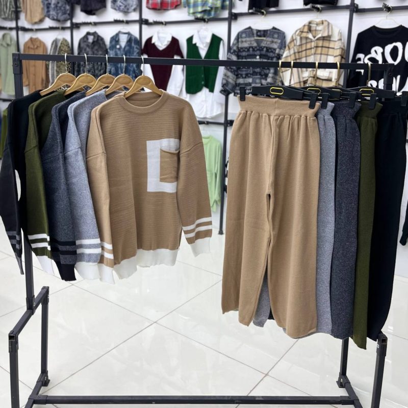 ست بلوز و شلوار بافت جیبدار (پک 5 عددی)