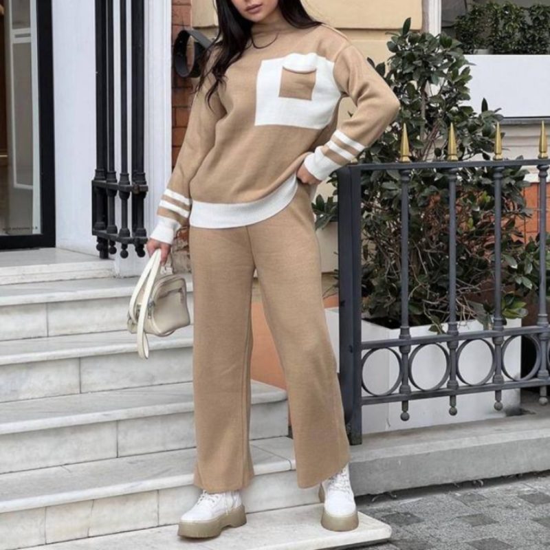 ست بلوز و شلوار بافت جیبدار (پک 5 عددی)