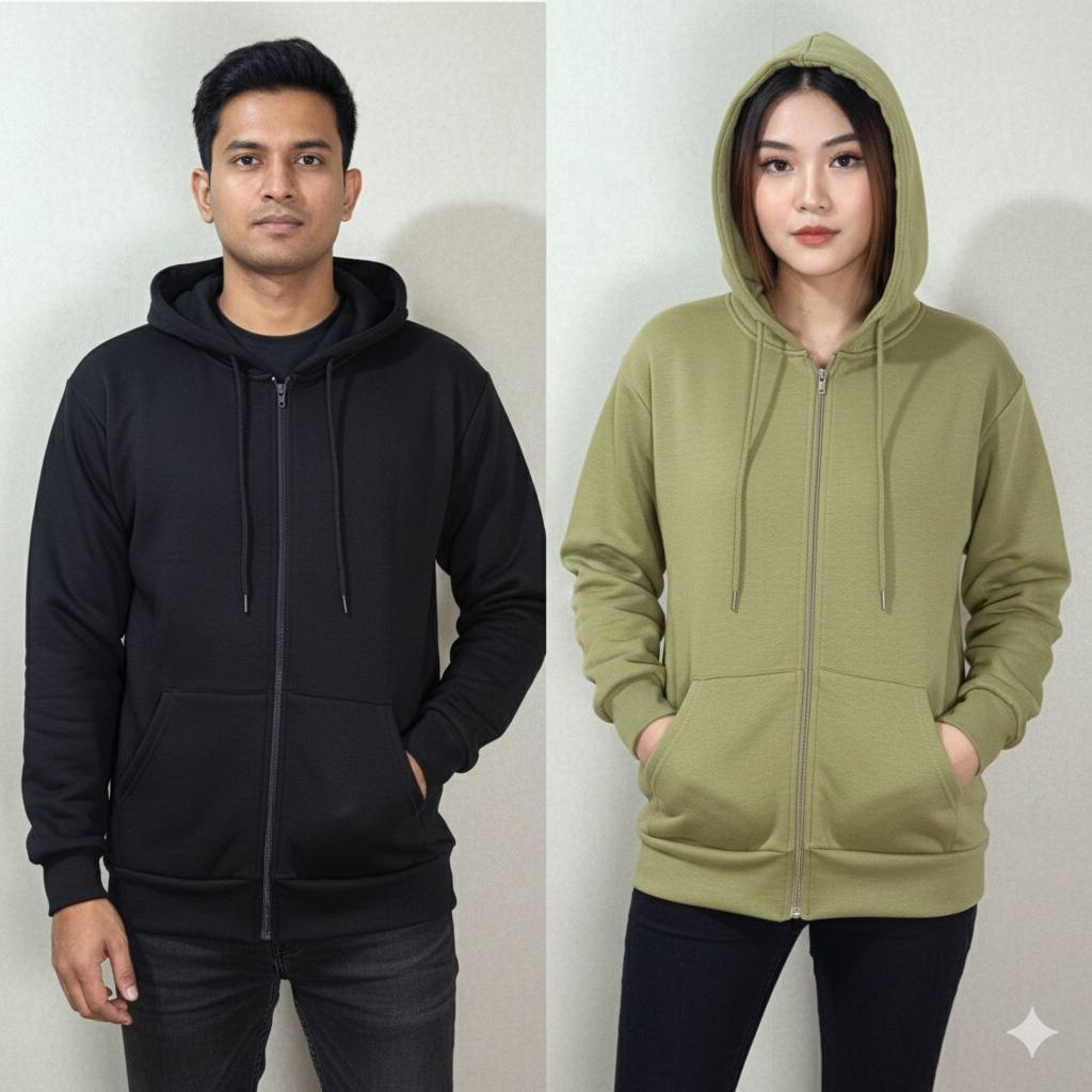 ️سوییشرت کلاهدار جلو زیپ️ (پک 6 عددی)