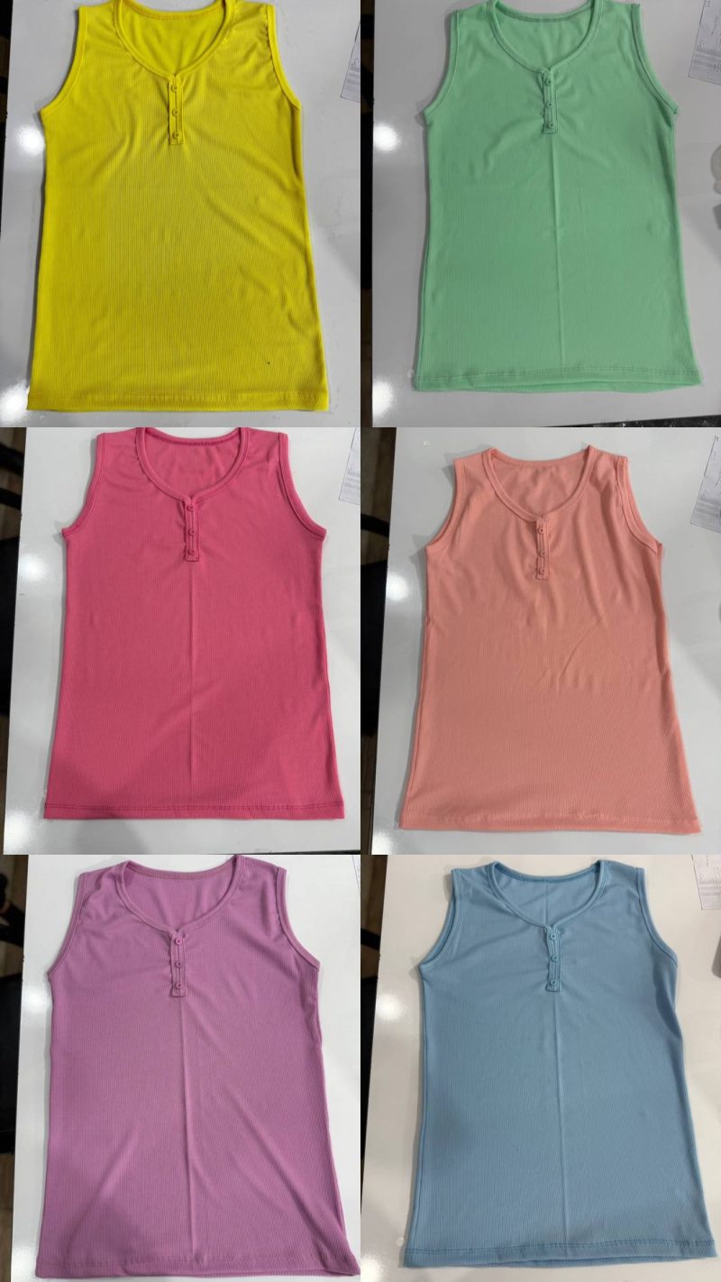 ️تاپ یقه هفت ۳ دکمه قواره دار (پک 6 عددی)