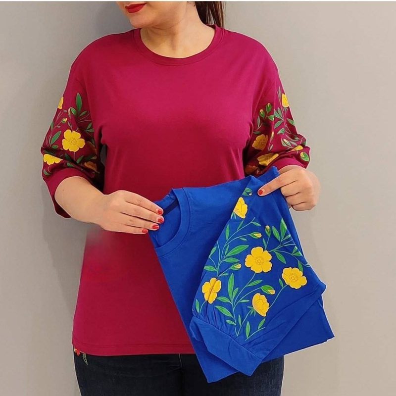 ️تیشرت لانگ آستین گل (پک 6 عددی)