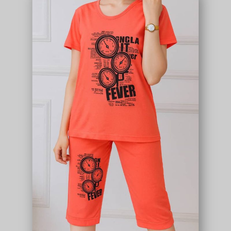 ️تیشرت شلوارک چاپ ساعت (پک 6 عددی)