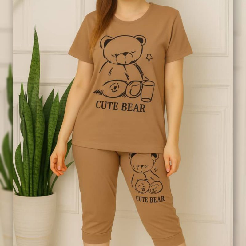 تیشرت شلوارک چاپ خرس (پک 5 عددی)