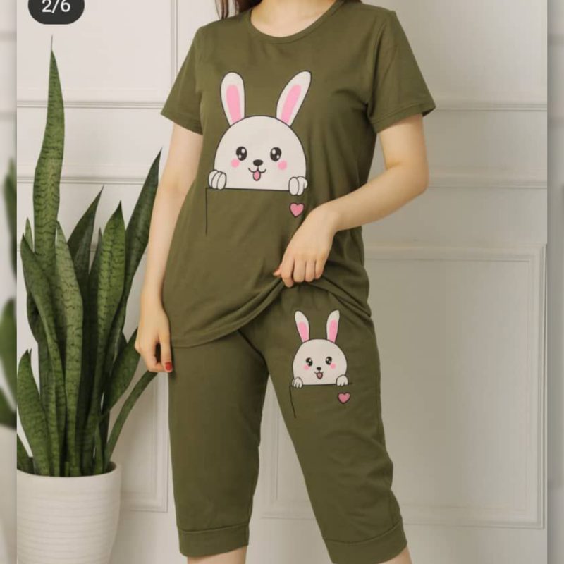 تیشرت شلوارک چاپ خرگوش (پک 6 عددی)