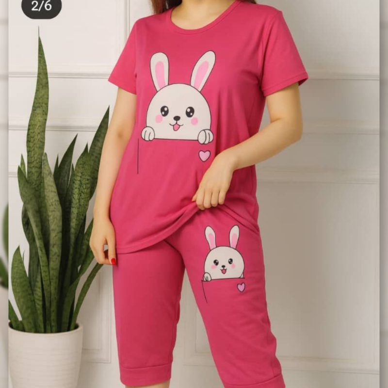 تیشرت شلوارک چاپ خرگوش (پک 6 عددی)