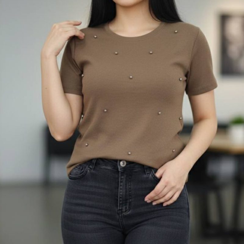 تیشرت بیسیک مرواریدی (پک 5 عددی)