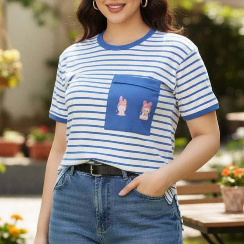 ️تیشرت راه راه کبریتی تک جیب️ (پک 6 عددی)