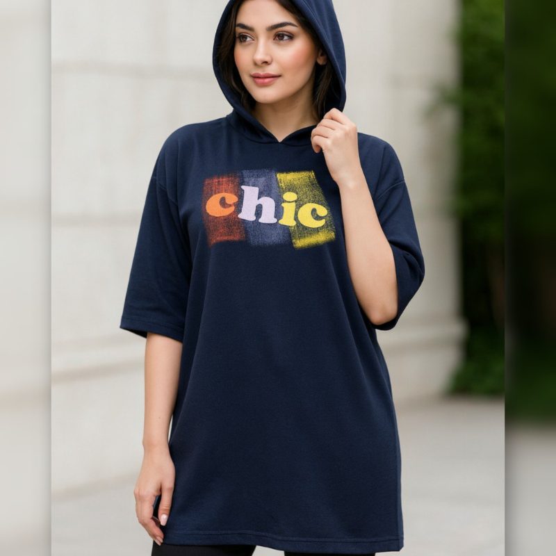 ️تیشرت باکسی کلاه دار chic عمده (پک 6 عددی)
