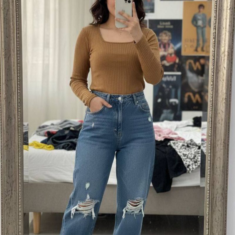 ️بلوز بیسیک یقه خشتی (پک 6 عددی)