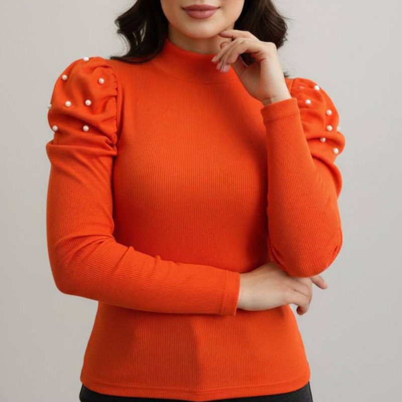 بلوز سرشانه چین مرواریدی (پک 6 عددی)