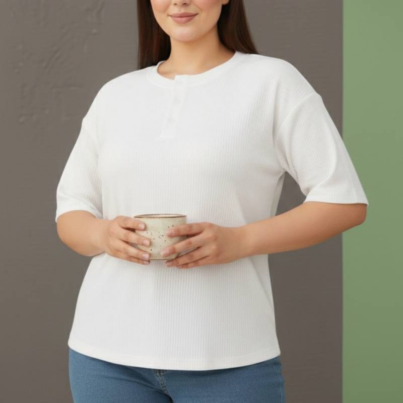 ️تیشرت جلو ۳دکمه قواره بزرگ (پک 6 عددی)