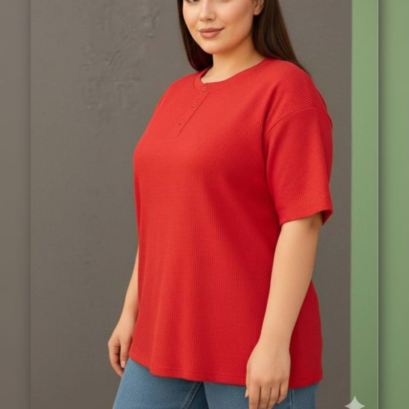 ️تیشرت جلو ۳دکمه قواره بزرگ (پک 6 عددی)