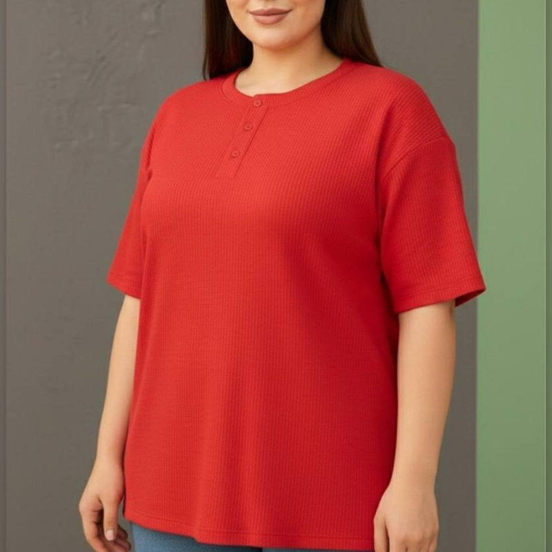 ️تیشرت جلو ۳دکمه قواره بزرگ (پک 6 عددی)