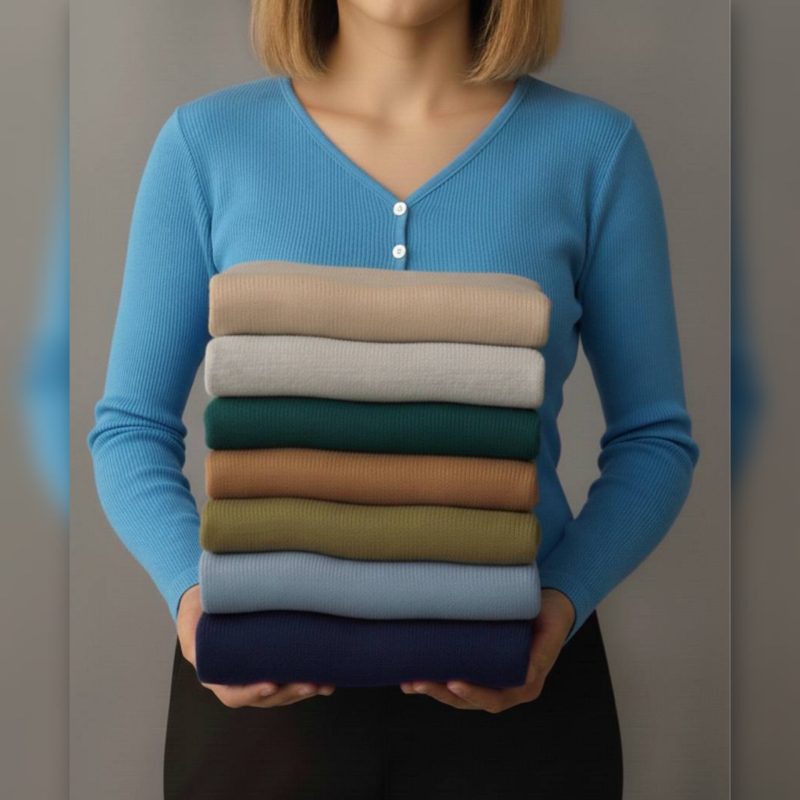 ️بلوز استین دار یقه ۳ دکمه ( پک 4 عددی)