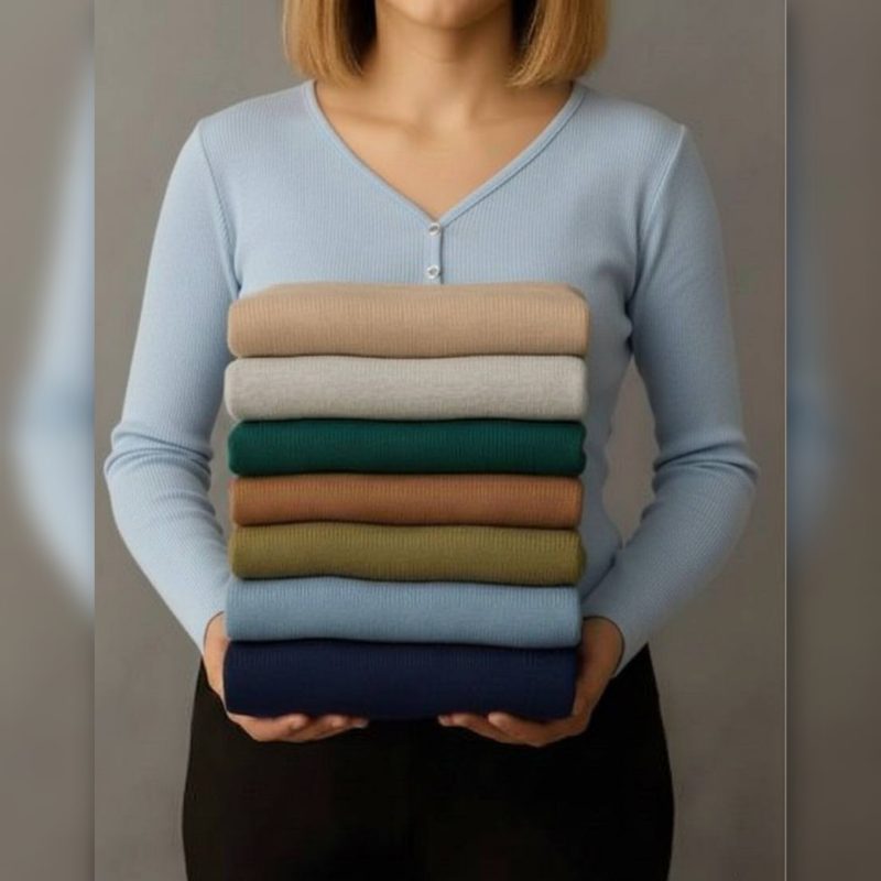 ️بلوز استین دار یقه ۳ دکمه ( پک 4 عددی)