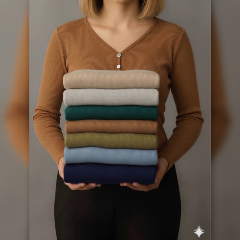 ️بلوز استین دار یقه ۳ دکمه ( پک 4 عددی)