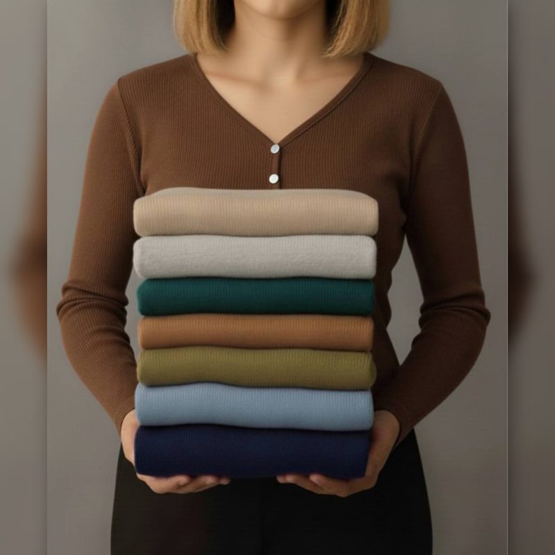 ️بلوز استین دار یقه ۳ دکمه ( پک 4 عددی)