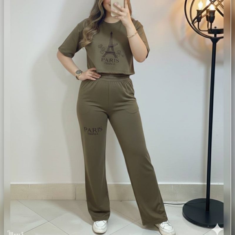 ️ست کراپ و شلوار چاپ ایفل (پک 6 عددی)