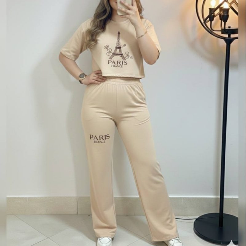 ️ست کراپ و شلوار چاپ ایفل (پک 6 عددی)