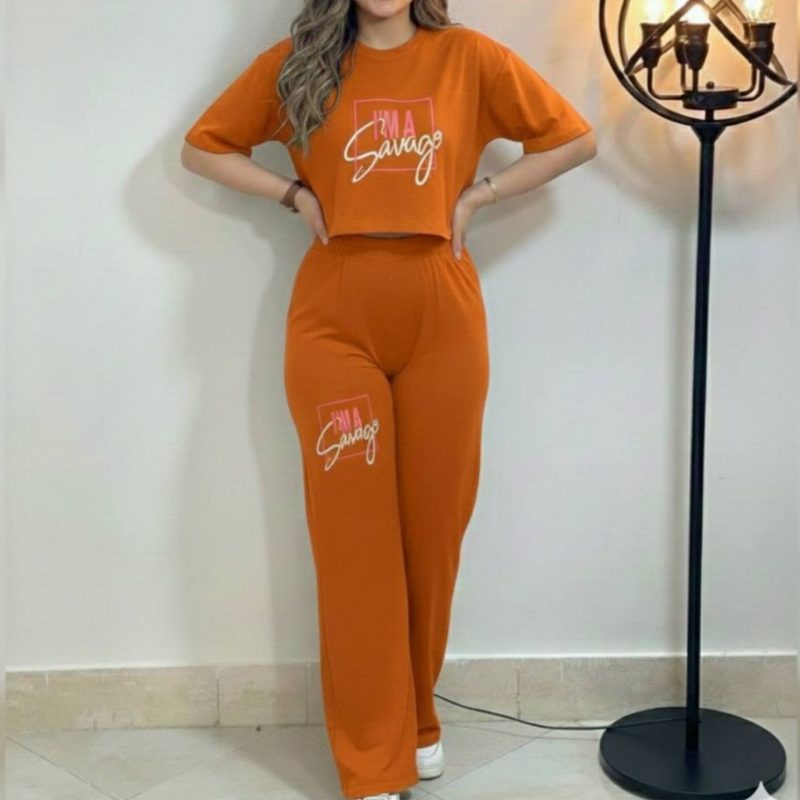 ست کراپ و شلوار چاپ IM (پک 6 عددی)