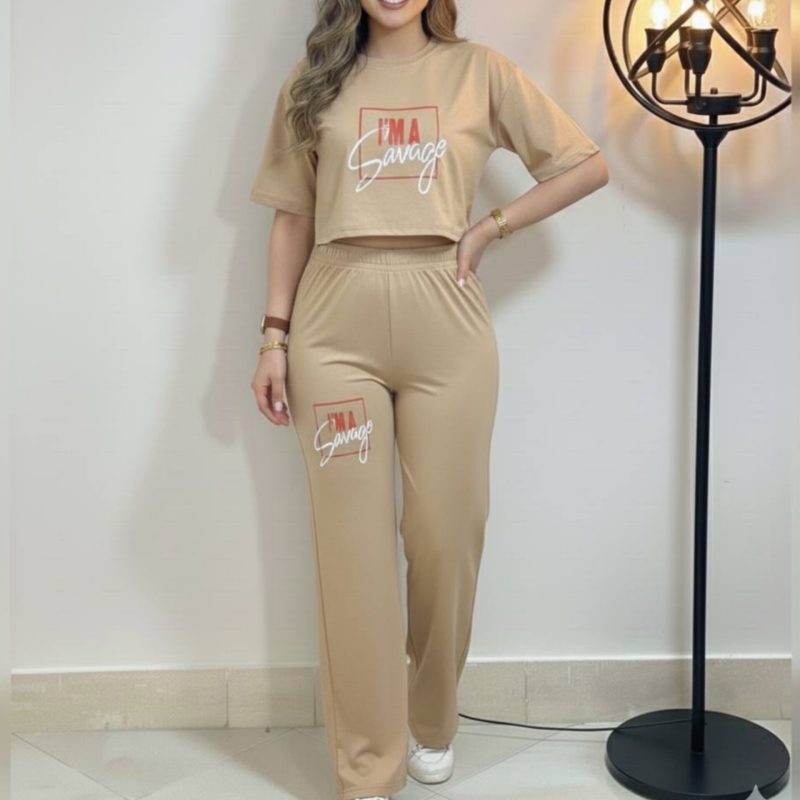 ست کراپ و شلوار چاپ IM (پک 6 عددی)