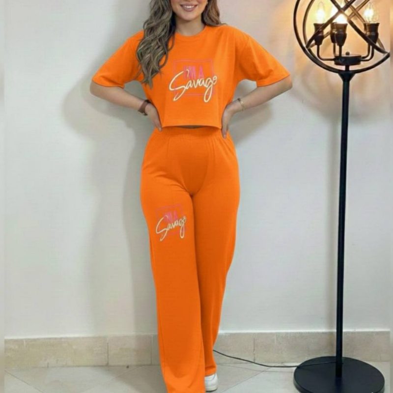 ست کراپ و شلوار چاپ IM (پک 6 عددی)