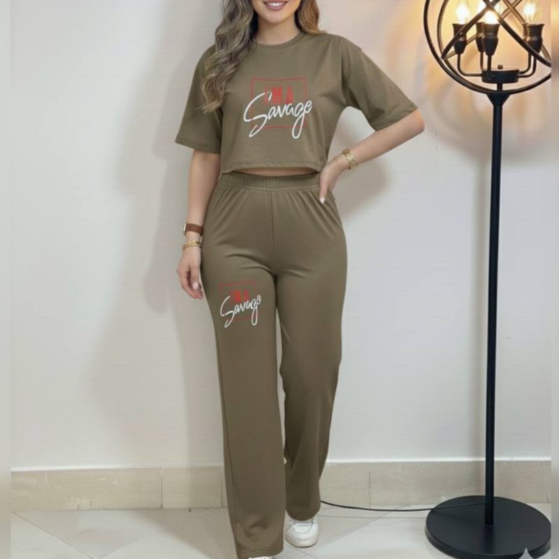 ست کراپ و شلوار چاپ IM (پک 6 عددی)