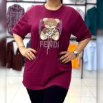 ️تیشرت لانگ لش تدی نگینی (پک 6 عددی)