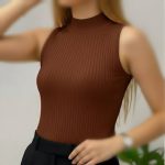 ️تاپ بیسیک یقه ۵ سانت (پک 5 عددی)