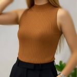 ️تاپ بیسیک یقه ۵ سانت (پک 5 عددی)