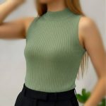 ️تاپ بیسیک یقه ۵ سانت (پک 5 عددی)