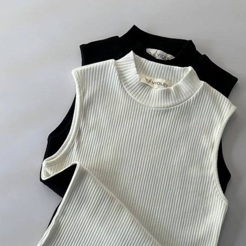 ️تاپ بیسیک یقه ۵ سانت (پک 5 عددی)