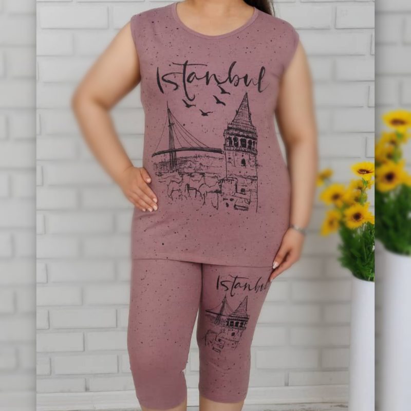 تاپ و شلوارک چاپ منظره (پک 6 عددی)