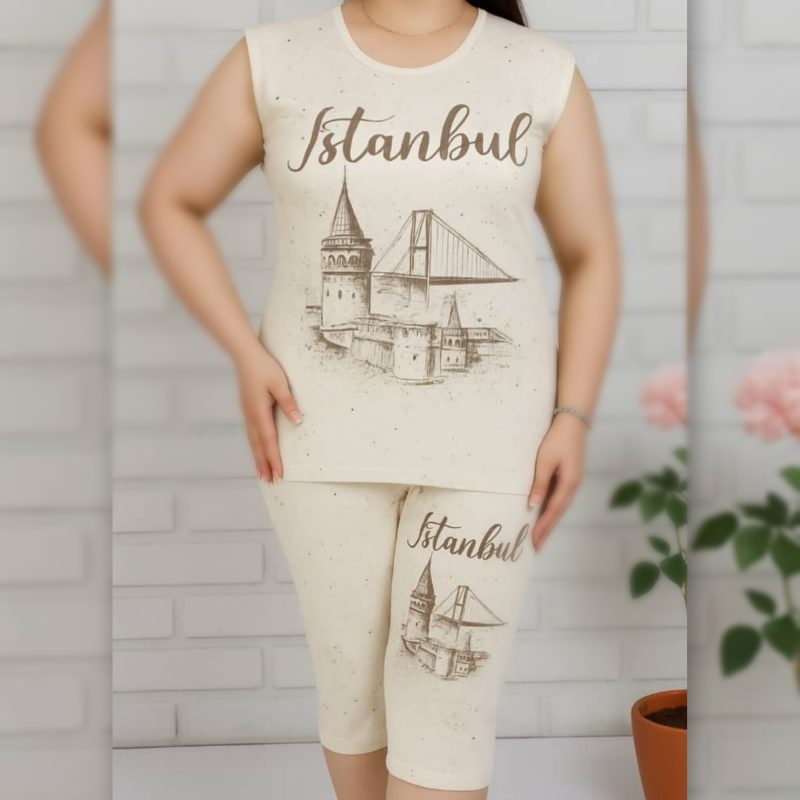 تاپ و شلوارک چاپ منظره (پک 6 عددی)