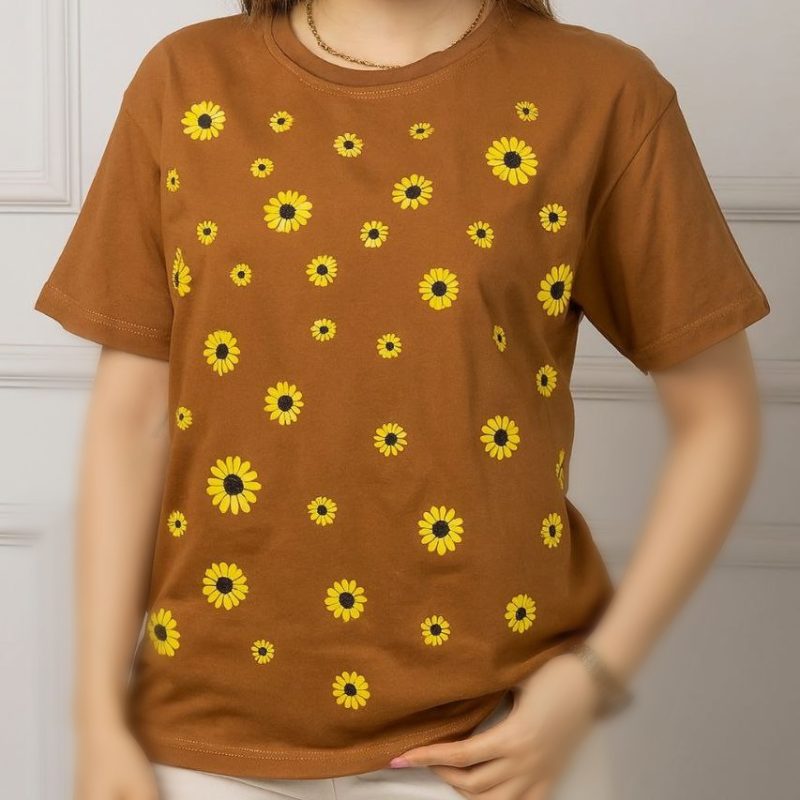 تیشرت نیم آستین چاپ بابونه (پک 6 عددی)