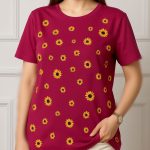 تیشرت نیم آستین چاپ بابونه (پک 6 عددی)