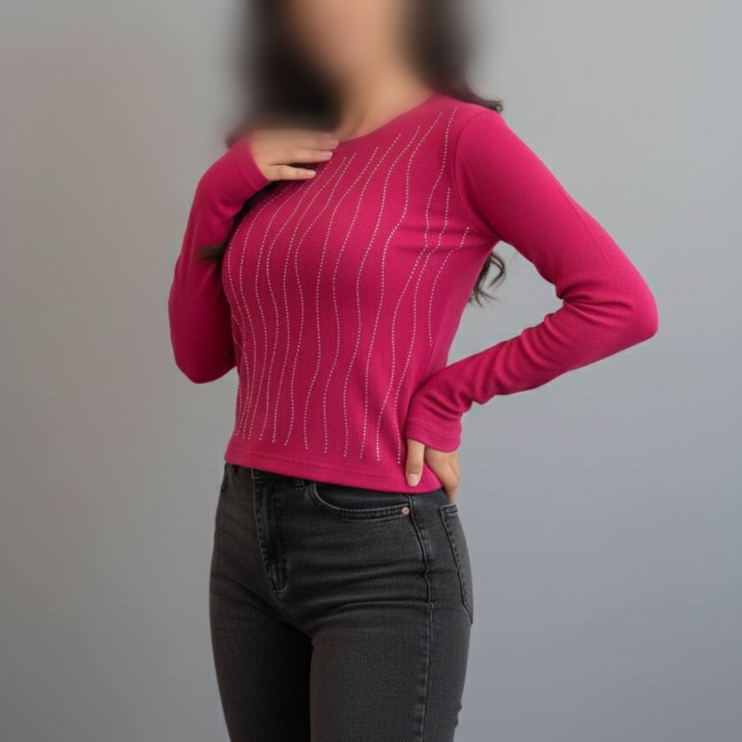 ️نیمتنه نگینی استین فینگری (پک 5 عددی)