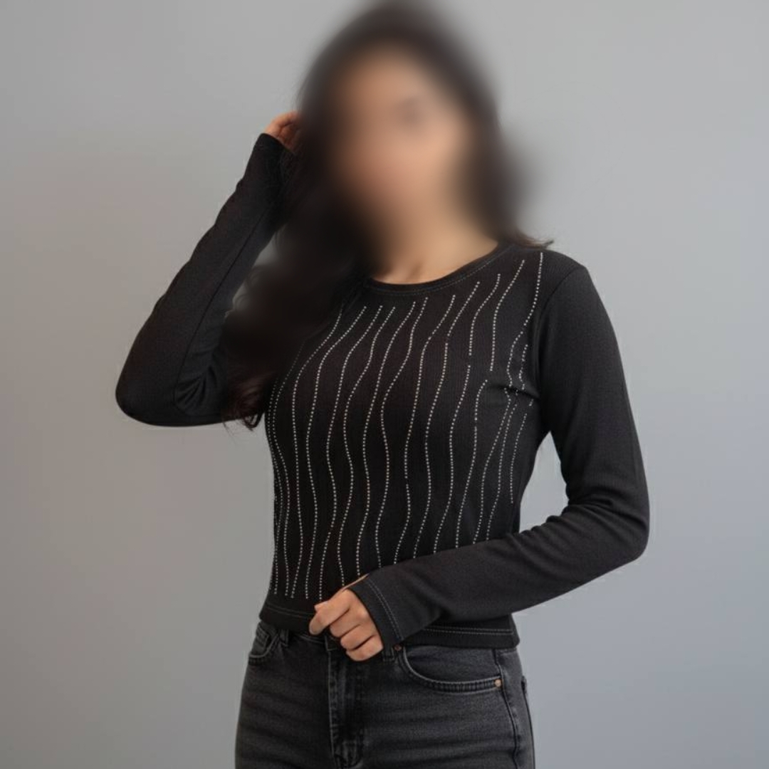 ️نیمتنه نگینی استین فینگری (پک 5 عددی)