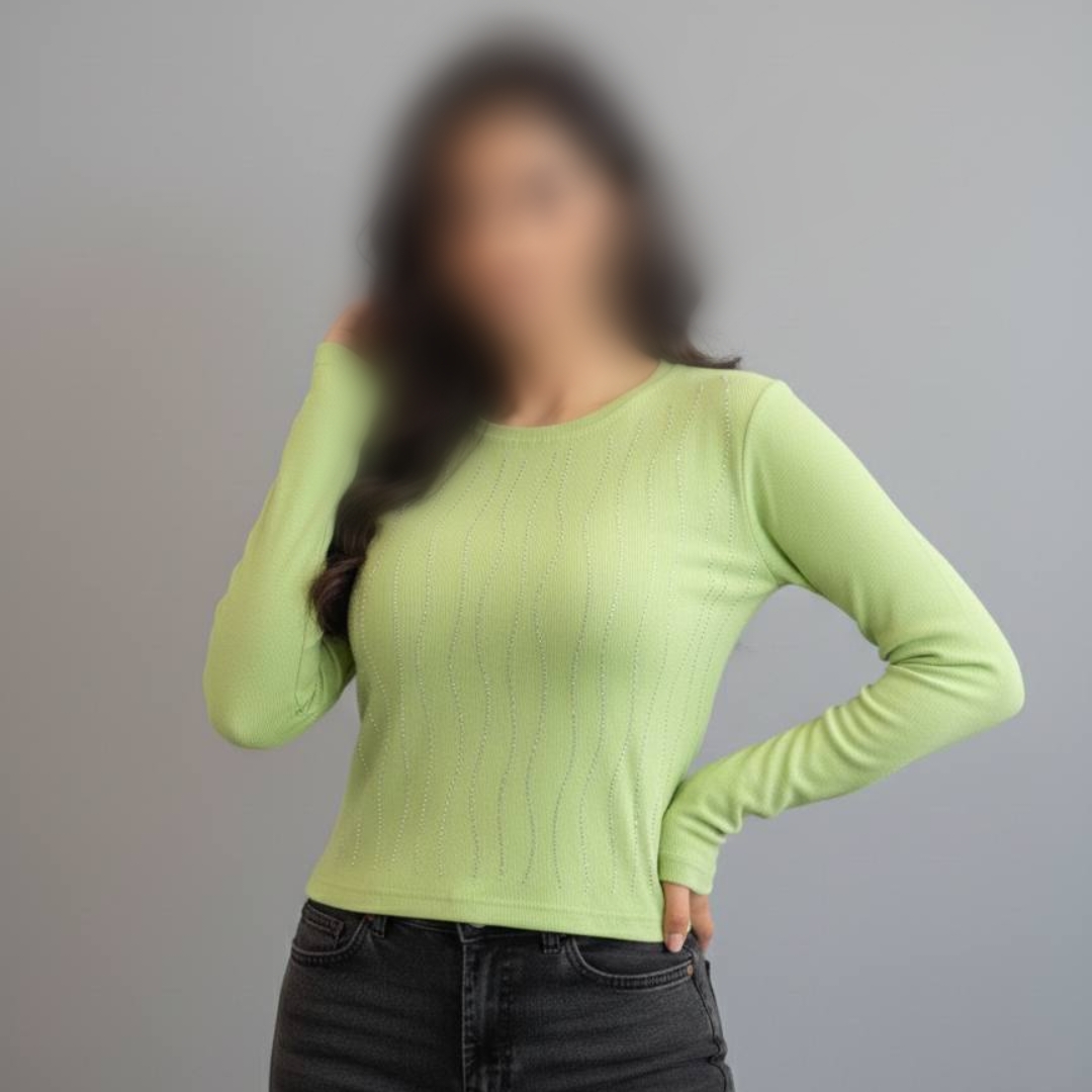 ️نیمتنه نگینی استین فینگری (پک 5 عددی)