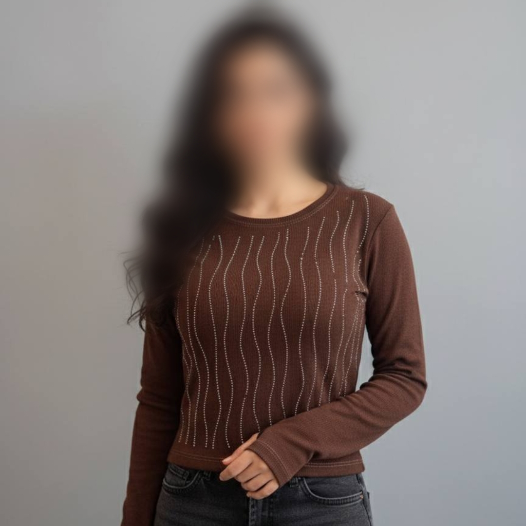 ️نیمتنه نگینی استین فینگری (پک 5 عددی)