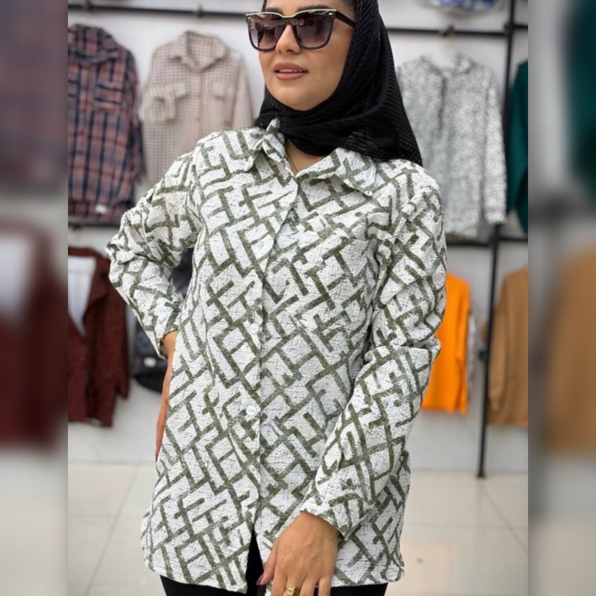 شومیز مانتویی تک جیب فندی (پک 4 عددی)