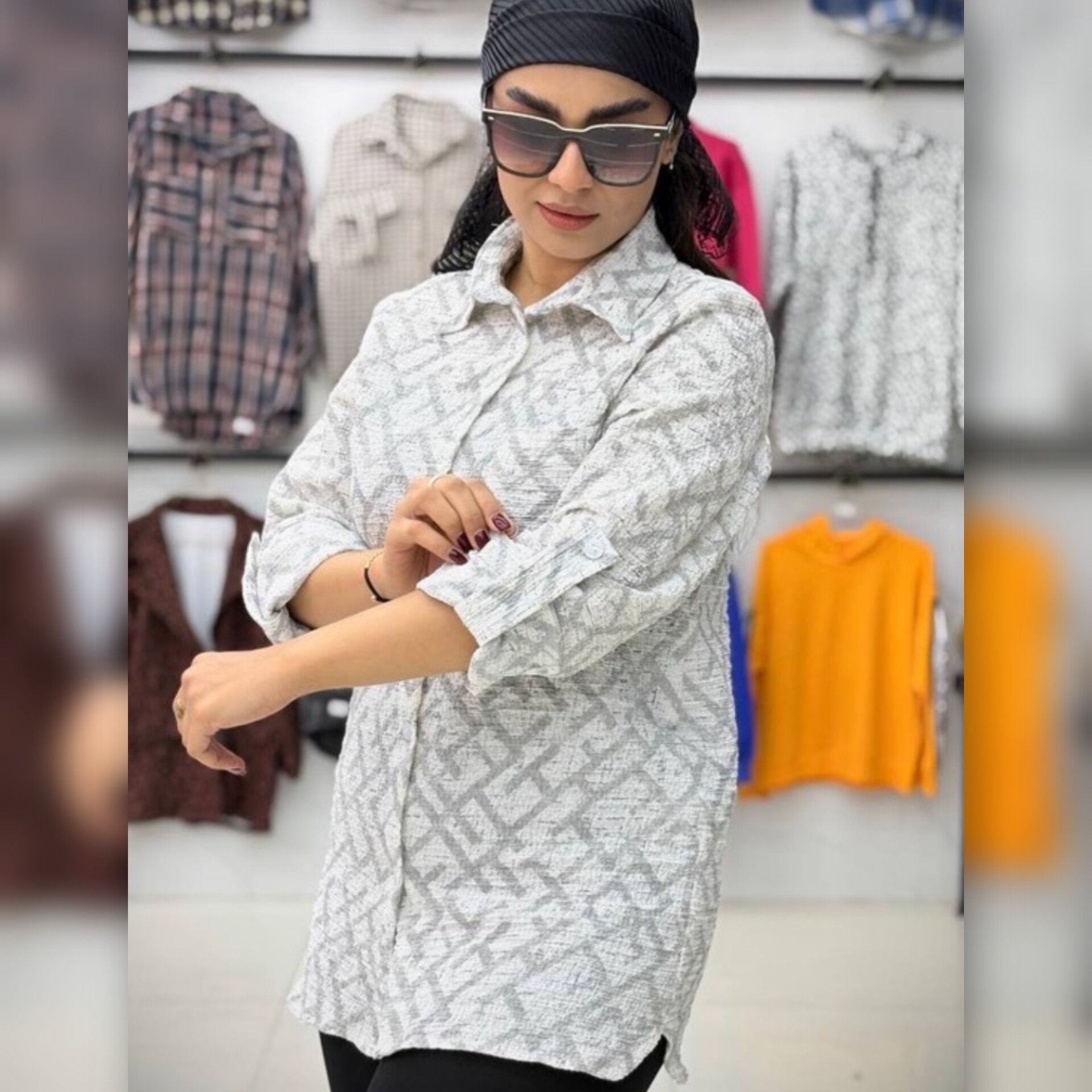 شومیز مانتویی تک جیب فندی (پک 4 عددی)