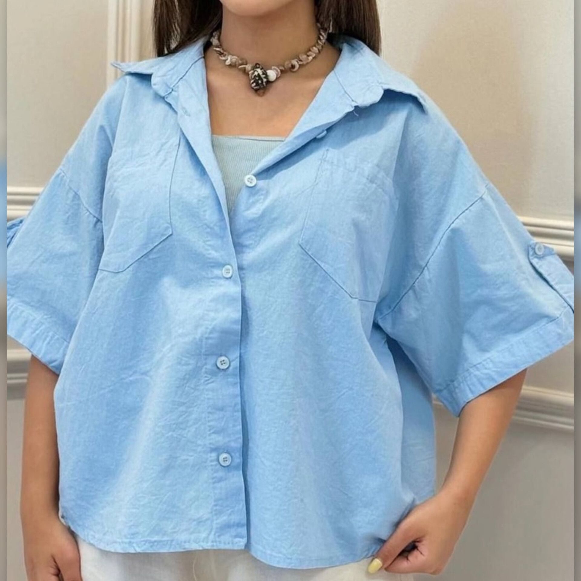 شومیز باکسی یقه مردانه (پک 6 عددی)