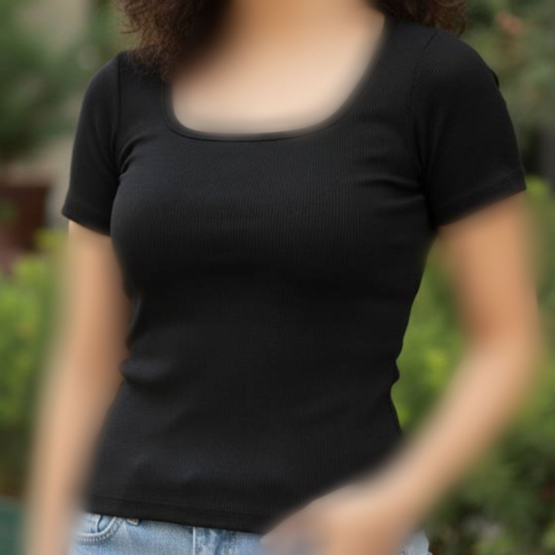 تیشرت بیسیک یقه خشتی (پک 5 عددی)