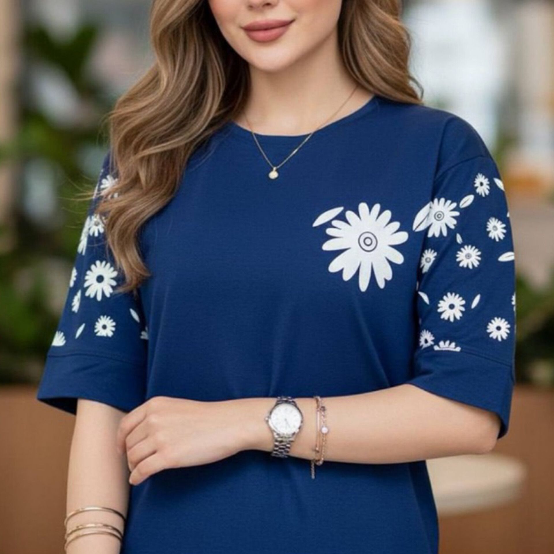 تیشرت آستین گل قواره دار (پک 4 عددی)