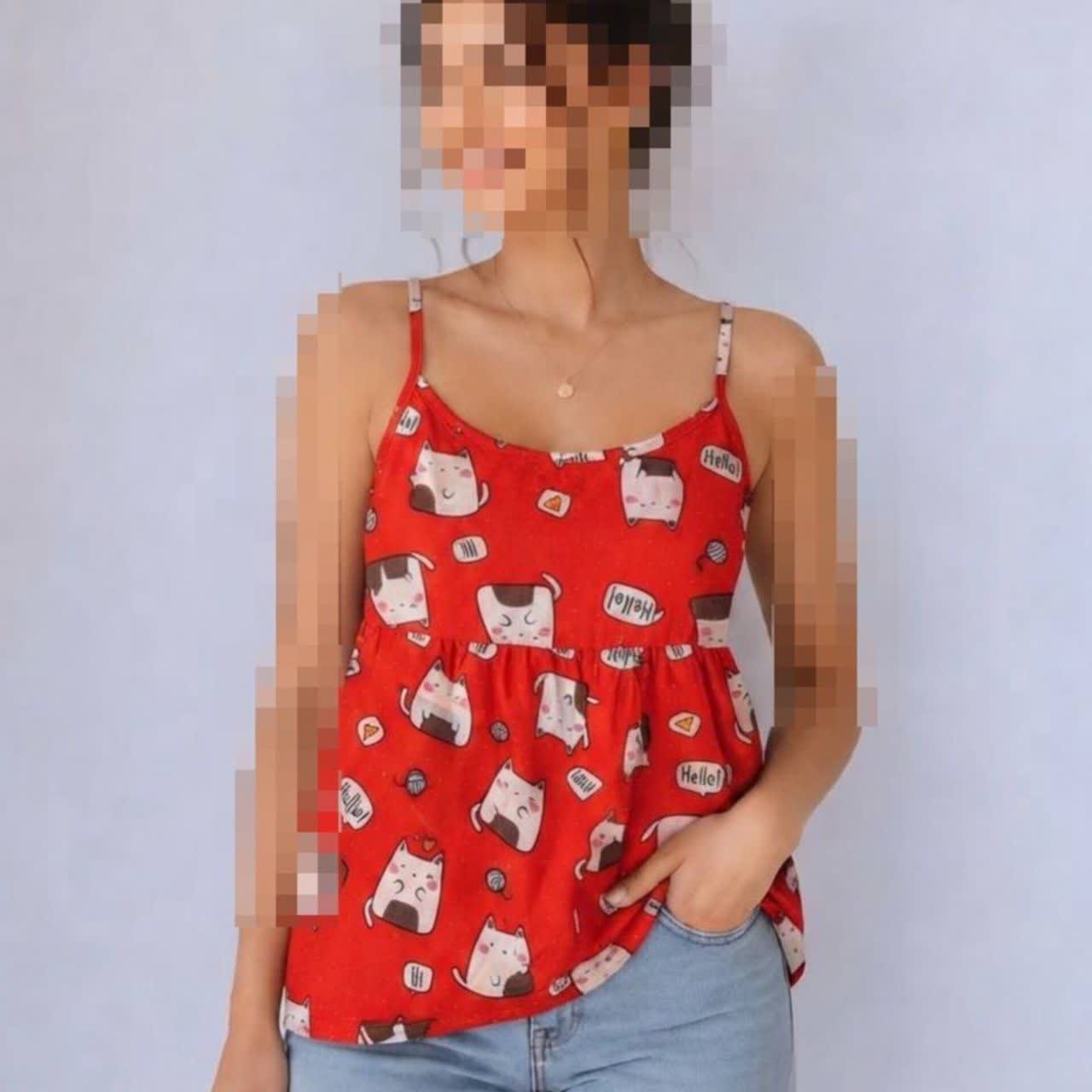 تاپ وسط چین دار سرشانه بندی (پک 3 عددی)